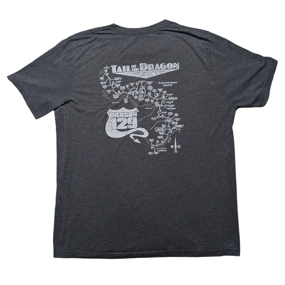 Tail of the Dragon Route‎ 129 Biker Custom Extra Large Grey Graphic Tee Shirt